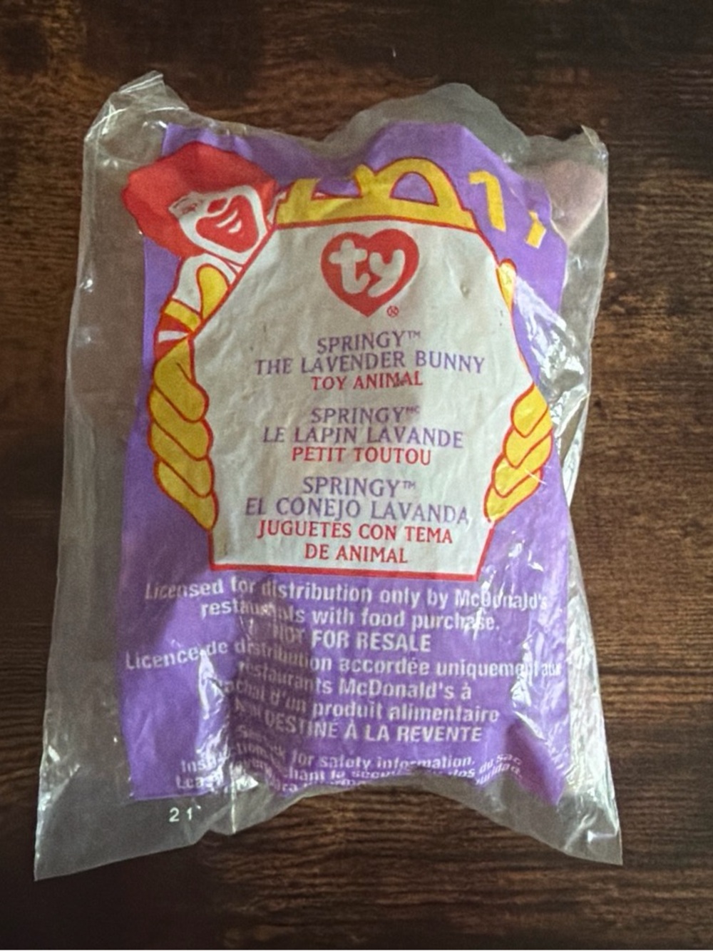 Ty Lavender Springy Bunny Plush in Purple McDonald's Promo Bag